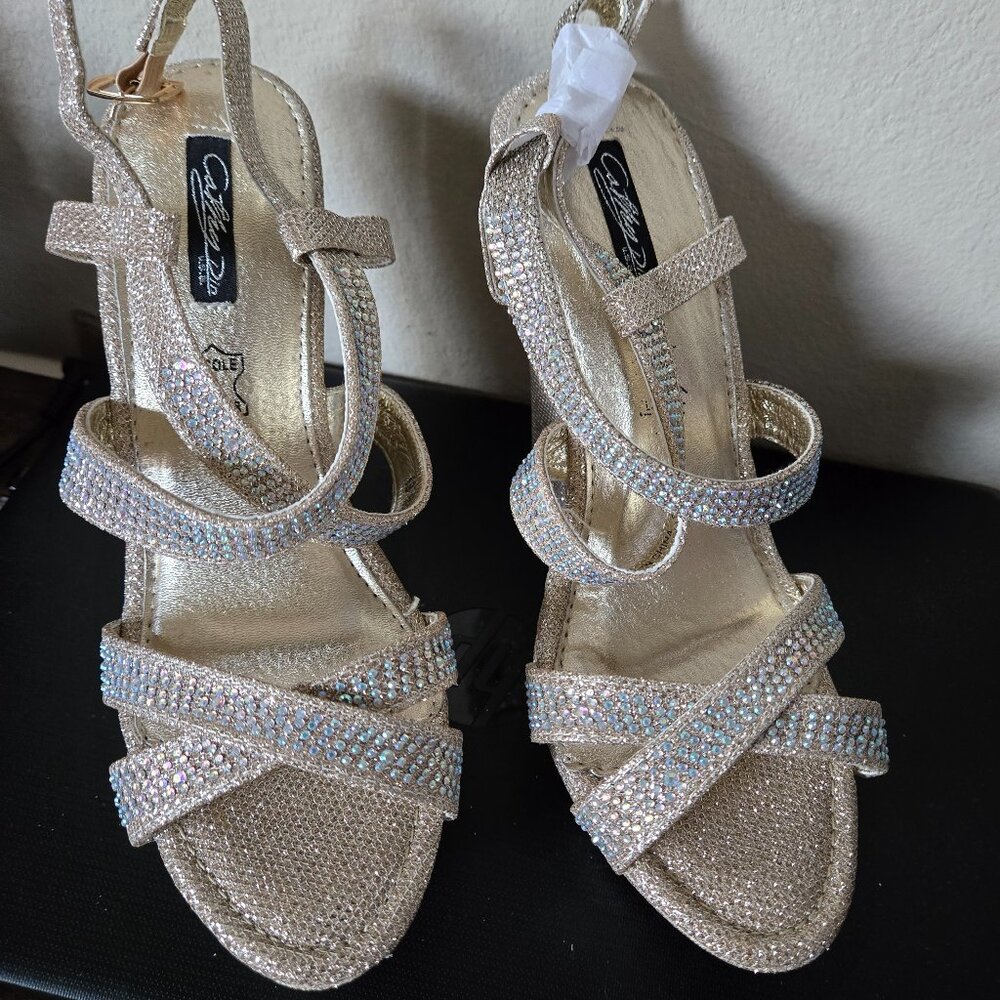 Champagne wedge sandals